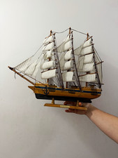 St. Kitts (W.I.) Wooden Sailing Sailboat Ship Model on Stand Plaque picture