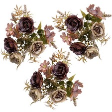 Brown Peony Artificial Flowers, Vintage Silk Dusty Fake Flowers for DIY Weddi... picture
