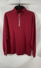 Supreme Men's Quarter-Zip Sweatshirt Red World Famous Tape Logo Mock Neck Sz M picture