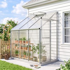 6' x 4' Walk-in Garden Polycarbonate Greenhouse Kit w/ Adjustable Vent, Clear picture