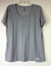 Nike Dri-FIT Women’s Gray Scoop Neck Short Sleeve Stretch Tee XL picture