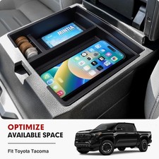 For 2024-2026 Toyota Tacoma Accessories Armrest Storage Tray Organizer Box Black picture