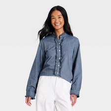 Women's Ruffle Long Sleeve Button-Up Ruff Collared Neck Blouse - picture