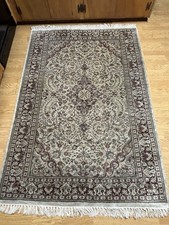 Authentic Vintage Oriental Area Rug 4x6 Fine Hand-Knotted Wool Silk 4'x6' picture