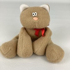 Hallmark Callie Cat Plush Bean Bag Stuffed Animal Vintage 1985 Kitten Red Ribbon picture