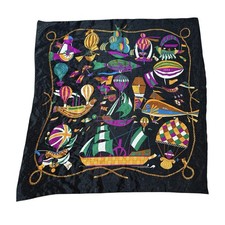 VTG 90s Scarf Square Colorful Abstract Transportation Polyester Korea picture