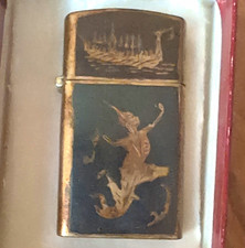 Vintage SIAM Niello Silver Lighter Case Thai Royal Brage Dancer Zippo picture