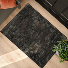 Black Washable 2X3 Rugs for Entryway, Non-Slip Low Pile Entry Rug, Stain picture