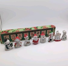 Vintage Commodore Japan Ceramic Christmas Card Place Settings 8 pc w/ Box #3010 picture