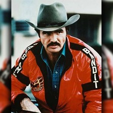 Smokey and the Bandit Men's Red Burt Reynolds Motorbike Leather Jacket picture