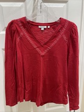 Chicos gorgeous women’s Sz 0 Pull Over Top gorgeous Red Top  Long Sleeve picture