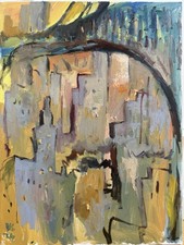 New York City Abstract Oil Painting 18”x24” Sunset Fauvism Original Signed picture