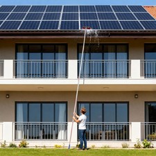 Outdoor Window Cleaning Kit For Solar Panel With 10m Telescopic Pole 35cm Brush picture