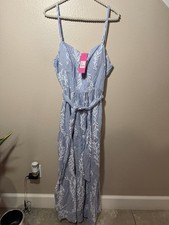 NWT Lilly Pulitzer Aviana Maxi Dress Open Coral Pigment Size 16 Blue Stripe picture