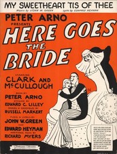 1921 PETER ARNO BROADWAY FLOP near mint theatre sheet music HERE COMES THE BRIDE picture