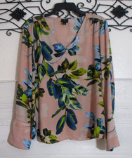 Worthington Women's Top Size L Long Sleeve Pink Floral V Neck picture