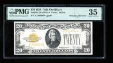 DBR 1928 $20 Gold Certificate Fr. 2402 PMG 35 Serial A19060904A picture