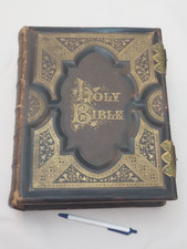 1879 American Publishing Co. Holy Bible Old & New Testaments Leather Illustrated picture