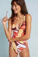 Seafolly Cut Copy Deep V Maillot One Piece Swimsuit L74711 Womens Size US 10 picture