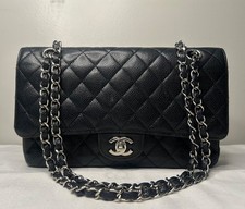 CHANEL CC Medium Classic Double Flap Caviar Quilted Leather Handbag Black picture