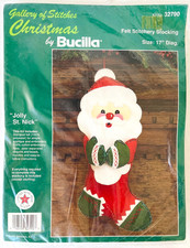 Bucilla Holiday Jolly St Nick Kit #32790 Stocking Felt Stitchery Beads Sequins picture