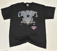 VTG Dallas Cowboys T-Shirt Trench NFL Men XL Blk Gray Striped USA 90s picture