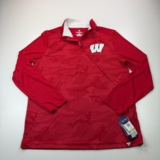 NEW Wisconsin Badgers 1/4 Zip Pullover Shirt Mens Large Red Lightweight NCAA picture