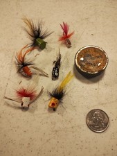 Vtg REELSLICK LINE DRESSING TIN FLY FISHING W/ Contents + Lures picture