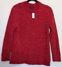 NWT Talbots Petite Red Chenille Sweater Women’s Size pL Crew Neck Pullover  picture
