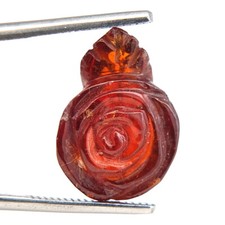 Shola Genuine 12.12 Ct Natural Spessartine Mandarin Garnet Flower Carving picture