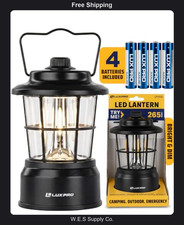 LUXPRO Retro LED Camping Lantern Battery Powered 265 Lumens Black picture