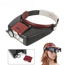 LED Jewelers Head Headband Magnifier Illuminated Visor Magnifying Glasses Loupe picture