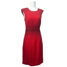 J.Crew Sleeveless Sheath Dress, Size 2, Red with Black Polka dots picture