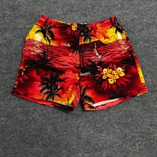 Royal Creations Hawaii Shorts Mens Size M Red Tropical Sunset Palm Tree Beach picture