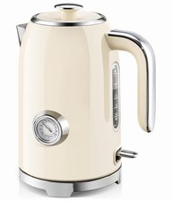SUSTEAS Electric Kettle 1.7L Beige Stainless Steel Thermometer Auto Shut-Off picture