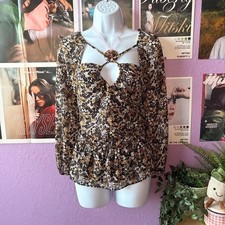 Floral Keyhole Peplum Blouse XL picture