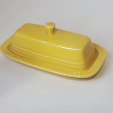 Fiestaware Sunflower Yellow HLC Fiesta USA Covered Butter Dish, 1/4 lb SEE DESC picture