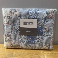 JCPenney Home Pastel Star Patchwork Quilted Standard Sham Blue Floral Vtg Style picture