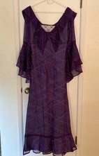 1890's-Early 1900's Costume Purple Lined Dress With Flowered Hat - Size Medium picture