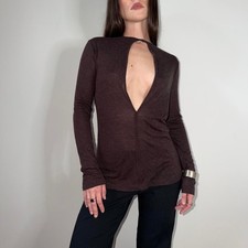 T by Alexander Wang Eggplant Purple Plunging V Long Sleeve Top XS picture