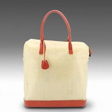 Vintage Bottega Veneta Structured Tote Bag Woven Grasscloth Trim Late 80s/90s picture