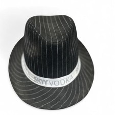 SKYY Vodka Black Pinstripe Fedora Hat Promo Logo Band One Size picture