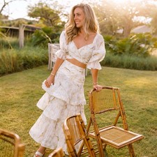 Zimmermann Pleated Tiered Skirt Size 1 / 10 AU / 6 US Acacia Birds Midi picture