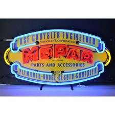 Mopar Shield Vintage Logo Red Yellow Neon Sign Wall Mount Neonetics 30