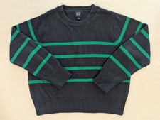 Gap Sweater Lg Blue Green Stripe Cotton Knit Crew Neck Pullover Casual picture