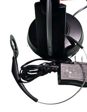 Jabra GN9330e Silver/Black Wireless Headband Headset with Base and Charging Cord picture