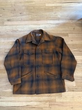 1960s Pendleton Men's M Wool Flannel Shirt Jacket Plaid, Button Down, Vintage picture