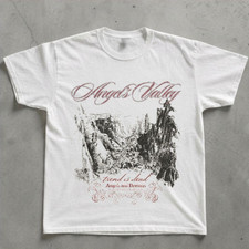 NWT Y2K Angels Valley Distressed Graphic T-Shirt White Gothic Grunge Tee picture