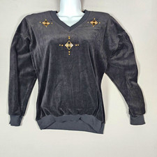Vintage 1980s G.W. (Division of Graff) pullover top in soft black velour picture