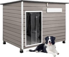 PETSCOSSET Large Wooden Dog House Outdoor Elevated Dog Kennel for Medium Dogs picture